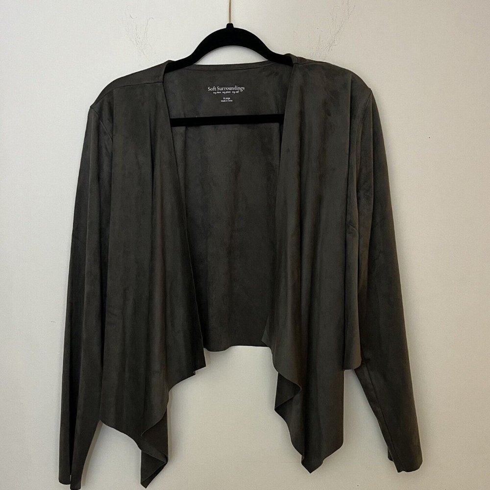 Soft Surroundings Olive Green Ultra Soft Bolero Size XL Asymmetrical Cropped NWT